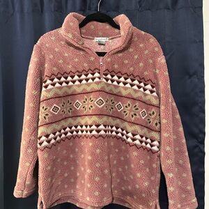 Hastings and Smith Pink Patterned Quarter Zip Sweater